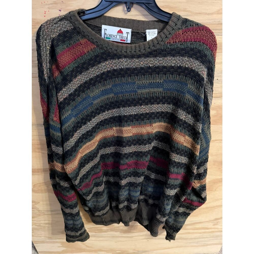 VTG Men's Florence Tricot Sweater Coogi Style Large‎ Grandpa Knit Italy